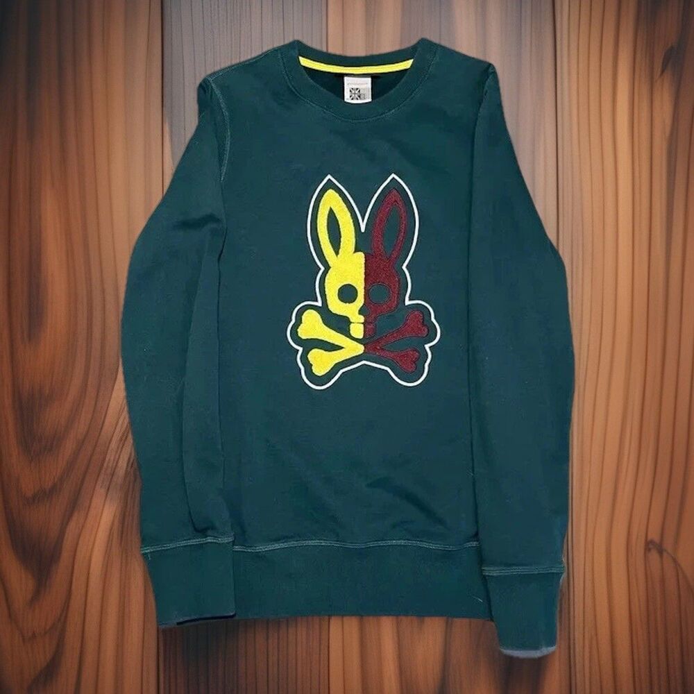 Psycho Bunny Sweatshirt Cooper Split Bunny Logo B6S840U1FT-PCR Men's Size XXS‎